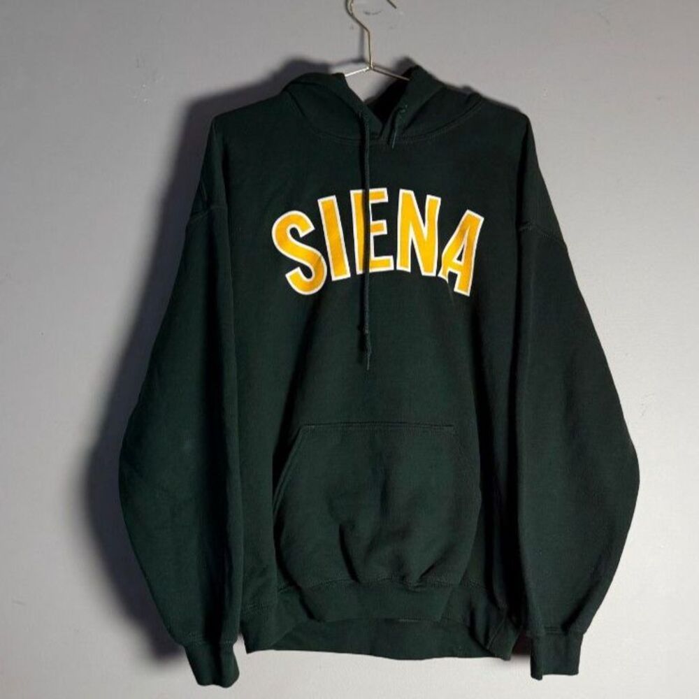 Siena College Hoodie Size L Forest Green Gold Gildan Heavy Blend Saints Pullover